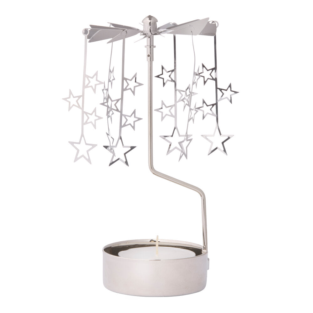 Englespil m. stjerner, sølvfarvet - H13,5cm